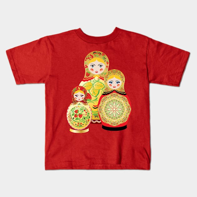 Colorful matryoshka dolls Kids T-Shirt by AnnArtshock